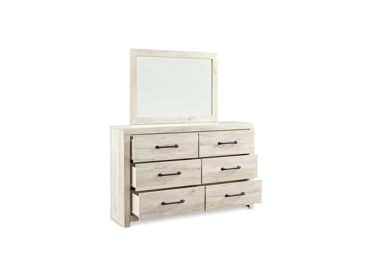 Cambeck Whitewash Queen Panel Bed With Storage, Dresser And Mirror