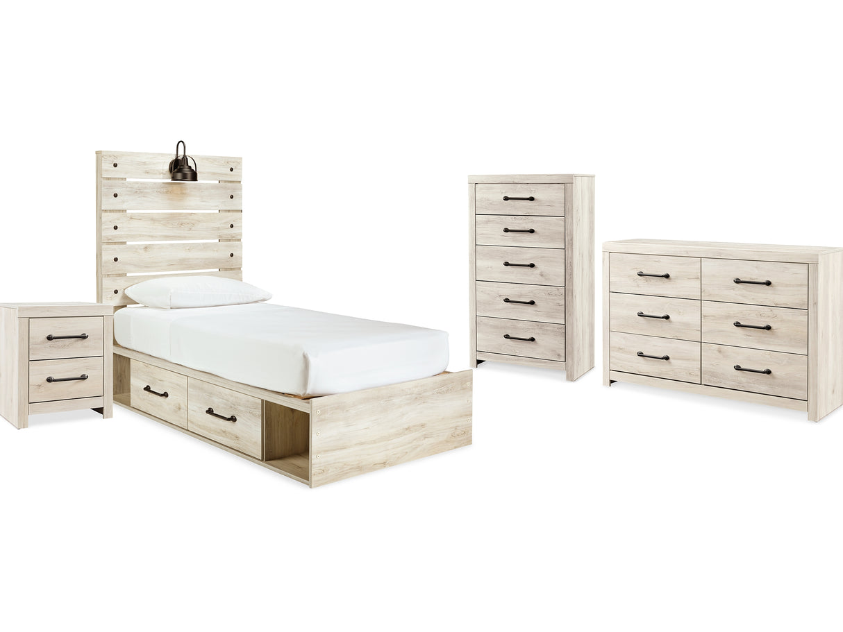 Cambeck Whitewash Twin Panel Bed, Dresser, Chest And Nightstand