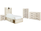Cambeck Whitewash Twin Panel Bed, Dresser, Chest And Nightstand