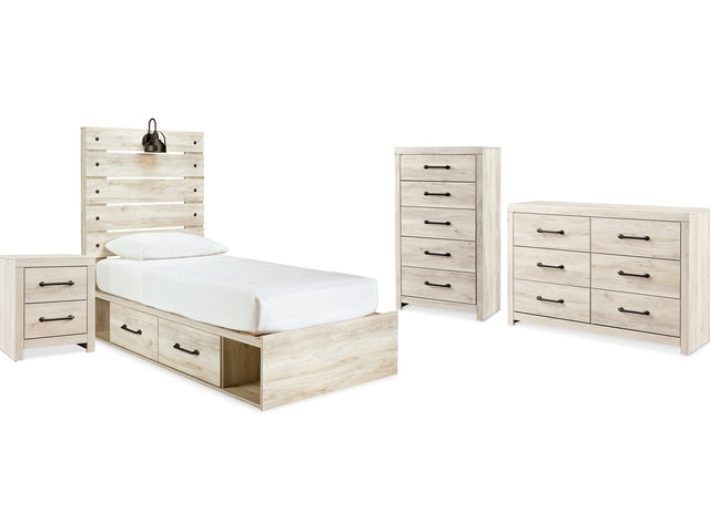 Cambeck Whitewash Twin Panel Bed, Dresser, Chest And Nightstand