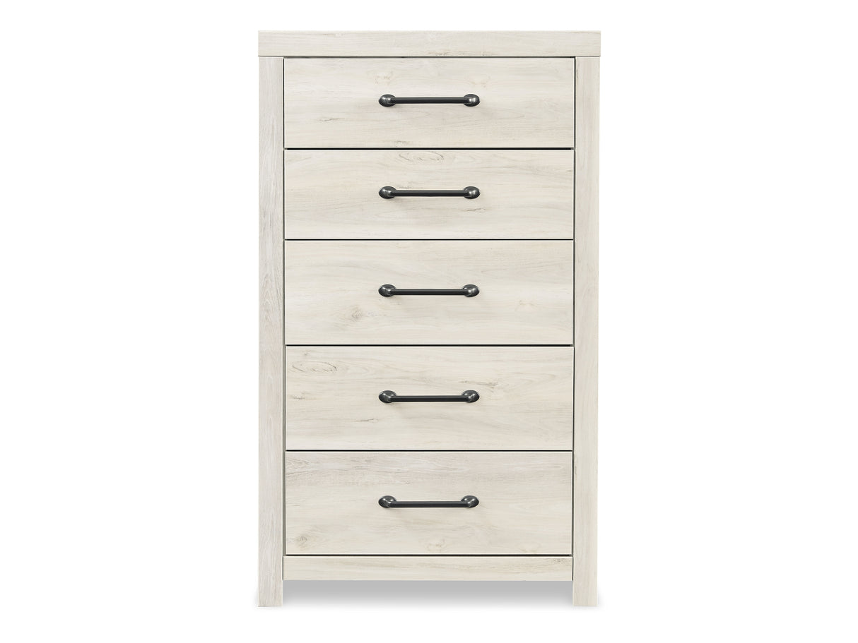 Cambeck Whitewash Full Panel Bed With Storage, Chest And Nightstand