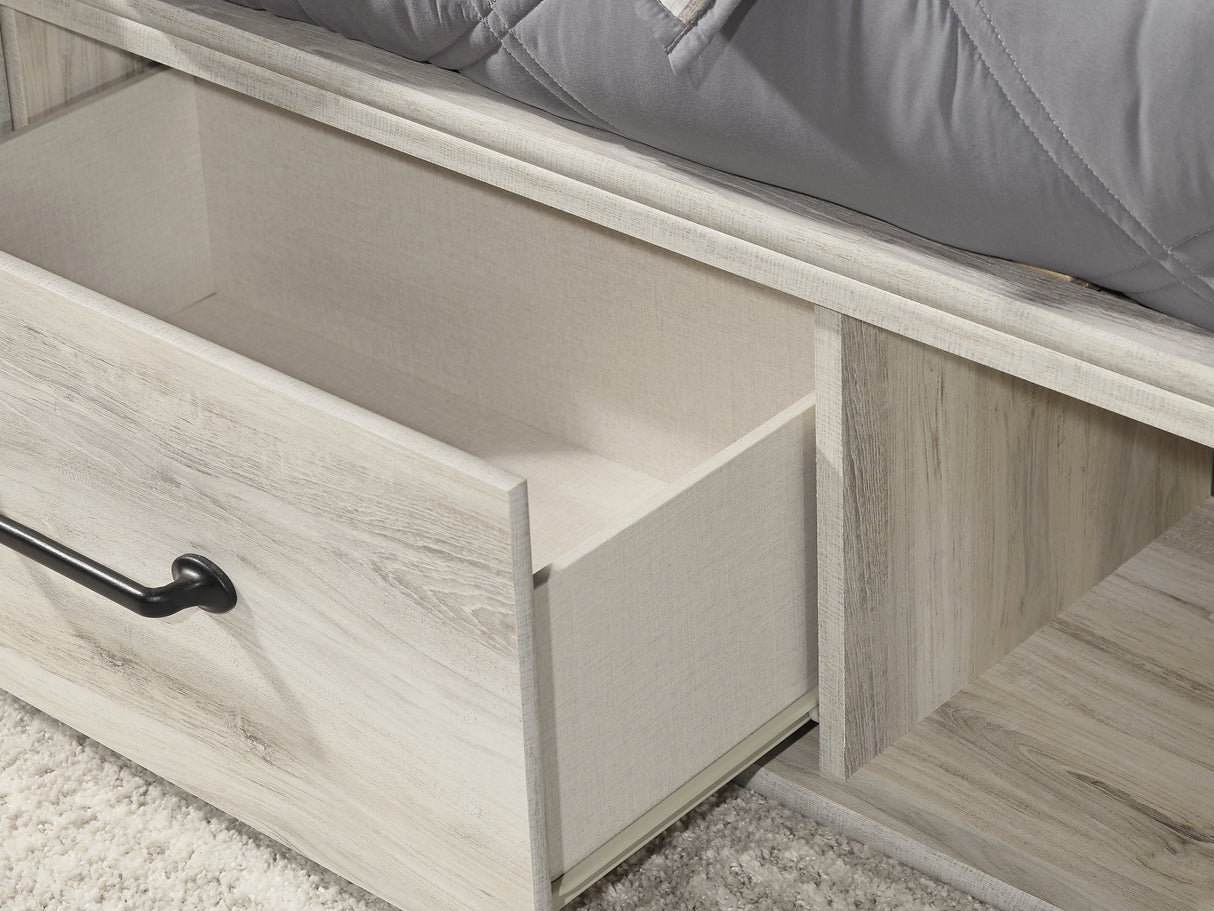 Cambeck Whitewash Full Panel Bed With Storage, Chest And Nightstand