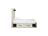 Cambeck Whitewash Twin Storage Bed, Dresser, Mirror And Nightstand