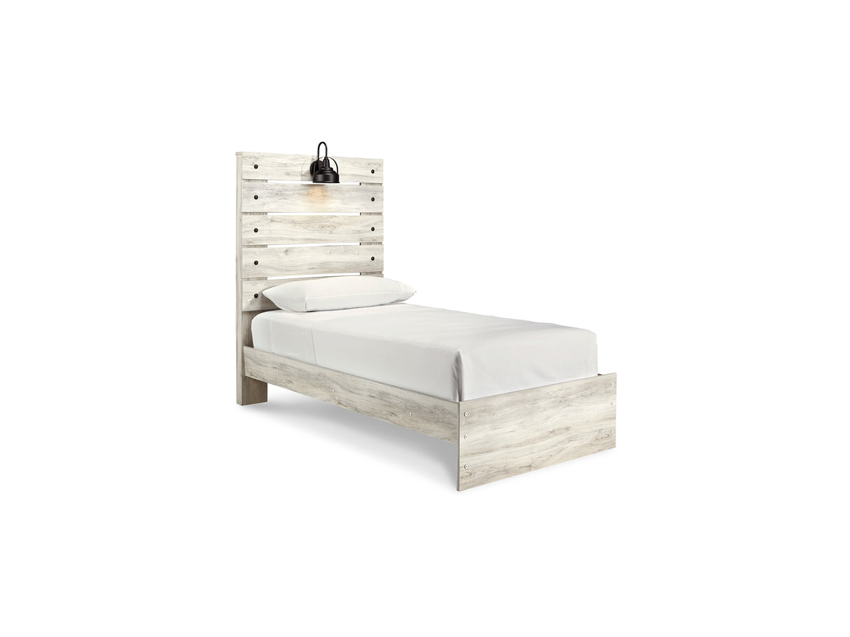 Cambeck Whitewash Twin Panel Bed, Dresser, Mirror And Nightstand