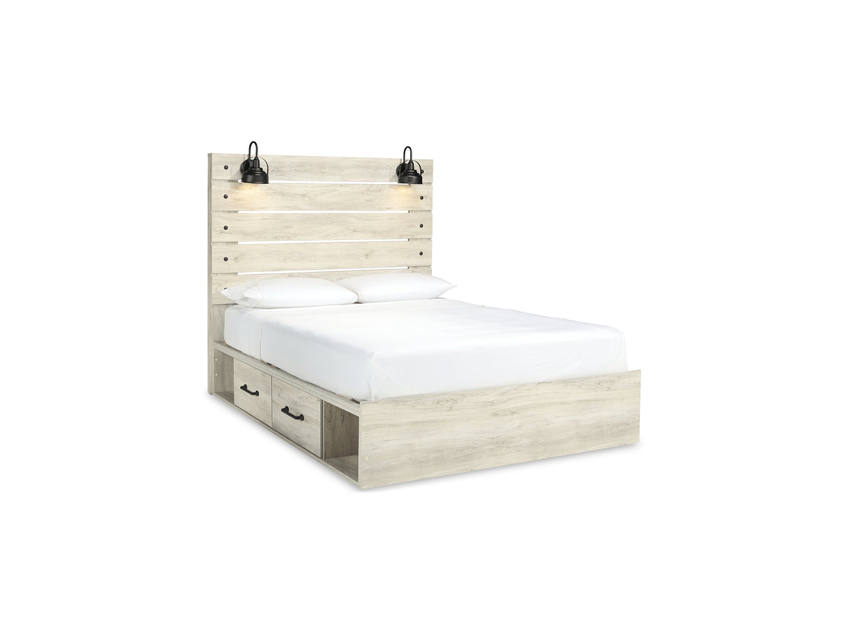 Cambeck Whitewash Queen Panel Storage Bed, Dresser, Mirror, 2 Chests And Nightstands