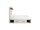 Cambeck Whitewash Queen Panel Bed With Storage, Dresser And Mirror