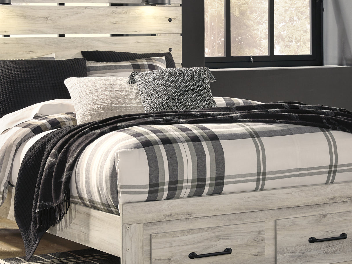 Cambeck Whitewash Queen Panel Storage Bed, Dresser, Mirror And Nightstand