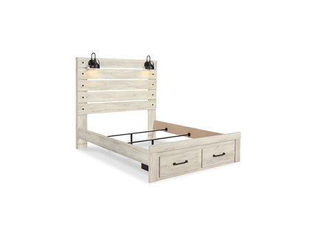 Cambeck Whitewash Queen Panel Bed With 2 Storage Drawers