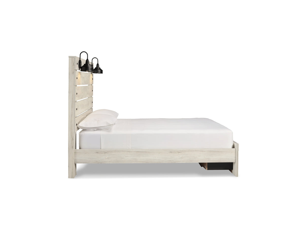 Cambeck Whitewash Queen Panel Storage Bed, Dresser, Mirror And Nightstand