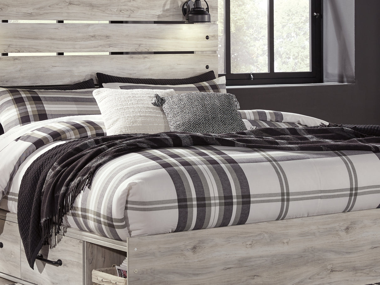 Cambeck Whitewash King Panel Bed With Storage, Chest And 2 Nightstands
