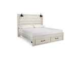 Cambeck Whitewash King Storage Bed, Dresser, Mirror And 2 Nightstands