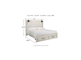 Cambeck Whitewash King Storage Bed, Dresser, Mirror And 2 Nightstands