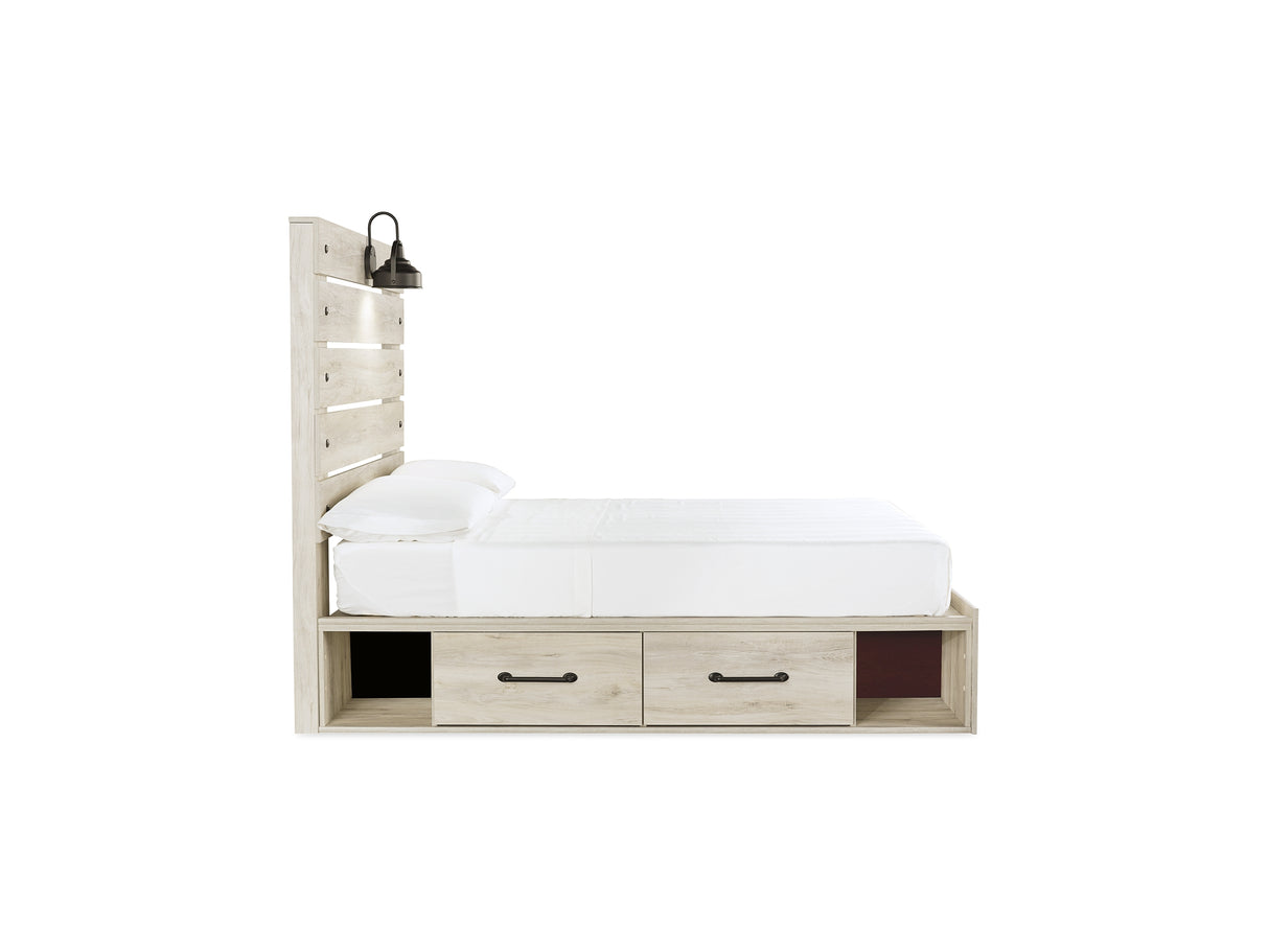 Cambeck Whitewash Full Panel Storage Bed, Dresser, Mirror And Nightstand