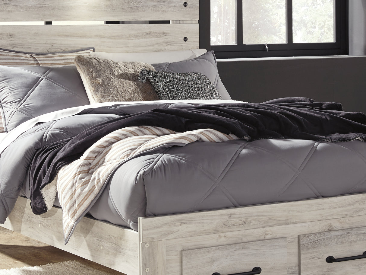 Cambeck Whitewash Full Panel Bed, Dresser, Mirror And Nightstand