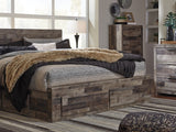 Derekson Multi Gray King Panel Bed With 4 Storage Drawers