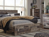 Derekson Multi Gray King Panel Bed With 2 Storage Drawers