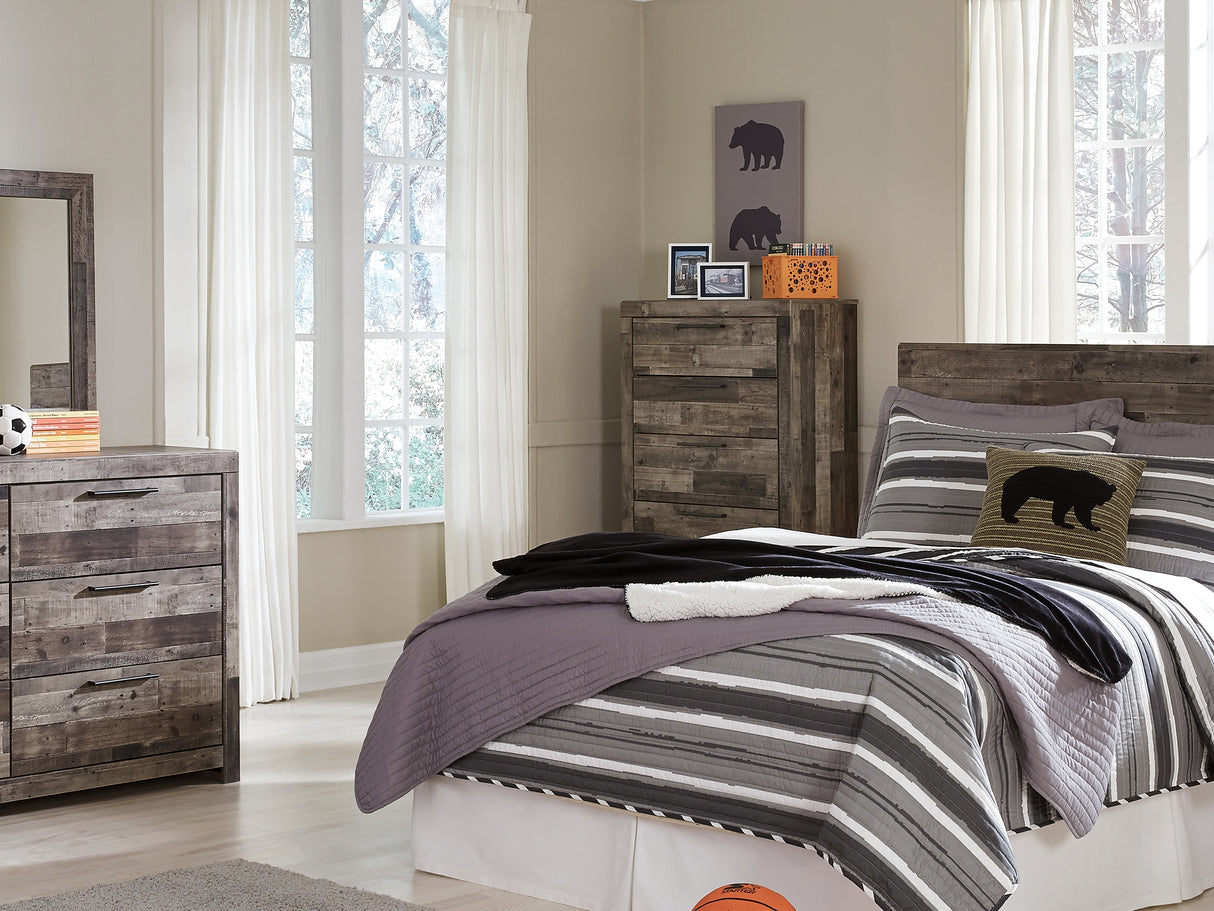 Derekson Multi Gray Full Panel Headboard, Chest And Nightstand