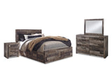 Derekson Multi Gray Queen Panel Storage Bed, Dresser, Mirror And 2 Nightstands