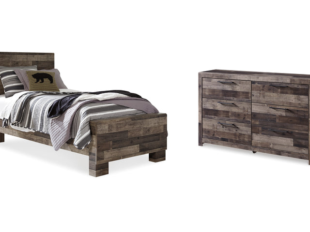 Derekson Multi Gray Twin Panel Bed And Dresser