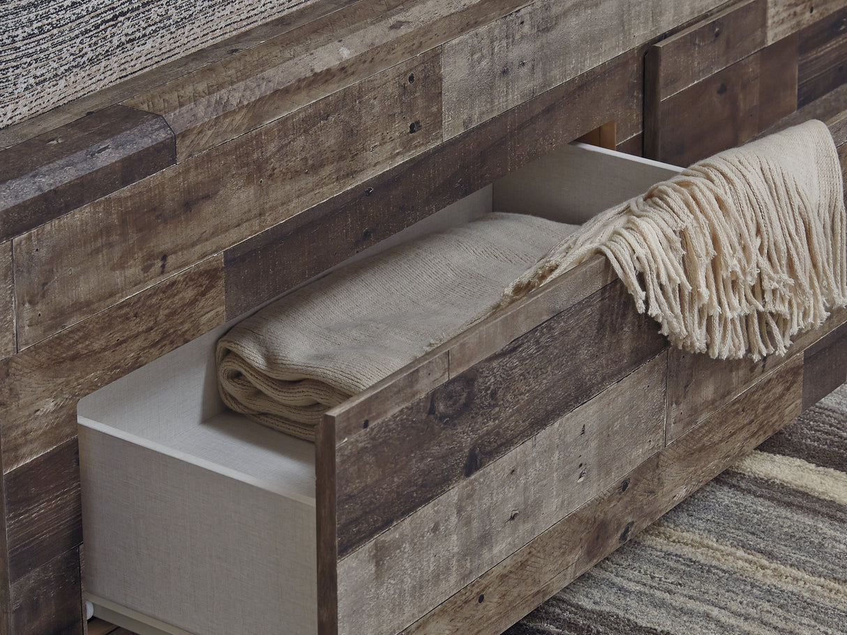 Derekson Multi Gray King Panel Bed With 2 Storage Drawers