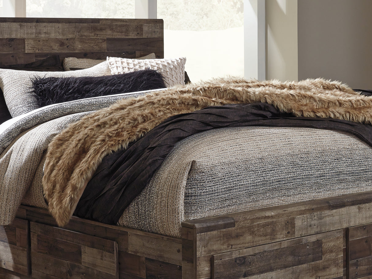 Derekson Multi Gray Queen Panel Storage Bed, Dresser, Mirror And 2 Nightstands