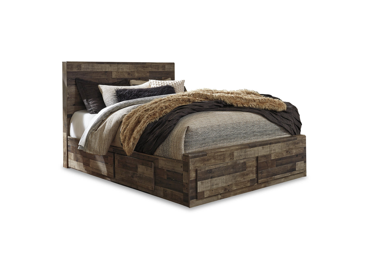 Derekson Multi Gray Queen Panel Storage Bed, Dresser, Mirror And 2 Nightstands