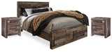 Derekson Multi Gray Queen Panel Storage Bed And 2 Nightstands