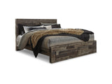 Derekson Multi Gray King Panel Bed With 2 Storage Drawers
