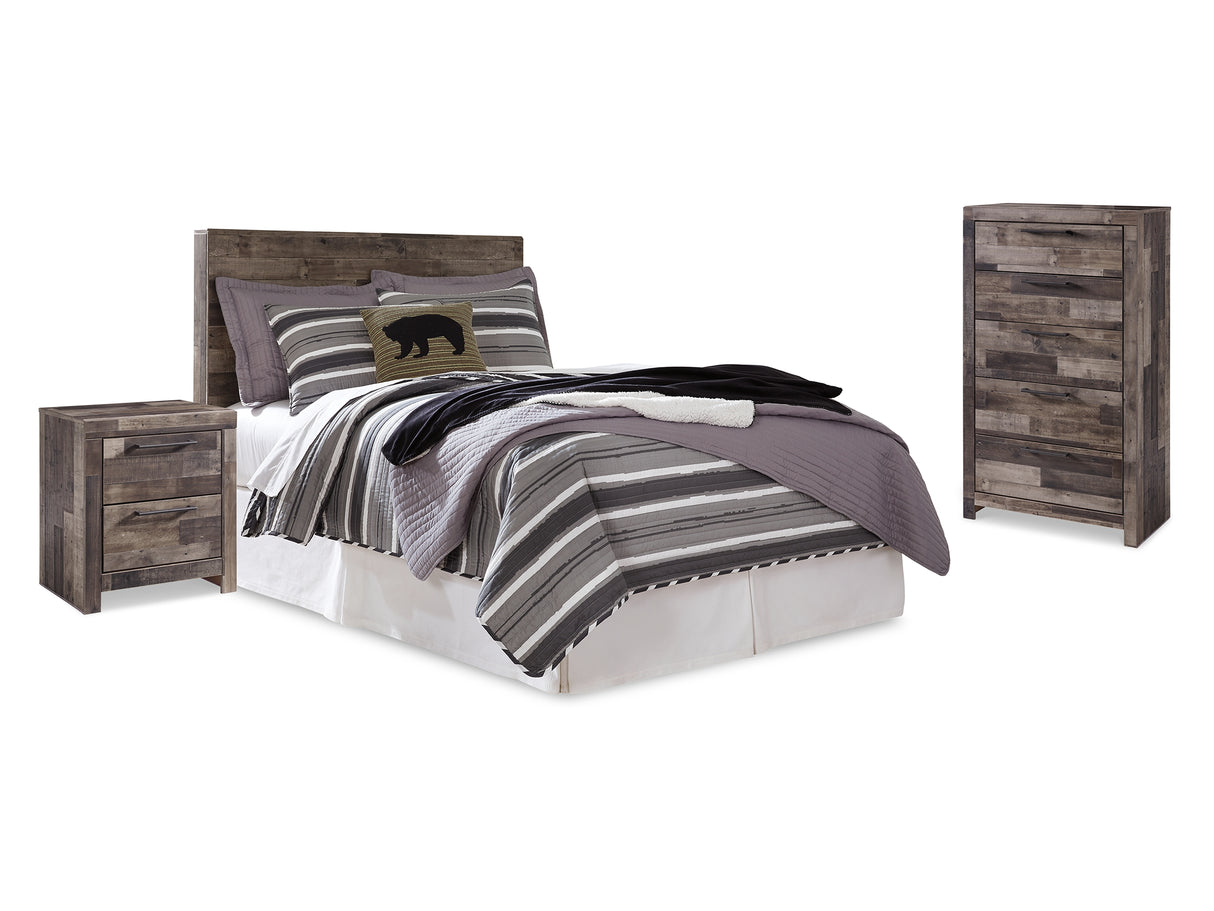 Derekson Multi Gray Full Panel Headboard, Chest And Nightstand