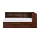 Rowe Dark Cherry Twin Bookcase Corner Bed With Trundle