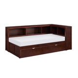 Rowe Dark Cherry Twin Bookcase Corner Bed With Trundle