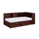 Rowe Dark Cherry Twin Bookcase Corner Bed With Storage Boxes