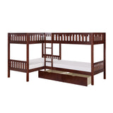 Rowe Dark Cherry Corner Bunk Bed With Storage Boxes