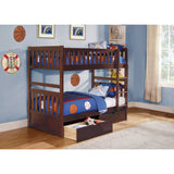 Rowe Dark Cherry Twin/Twin Bunk Bed With Storage Boxes