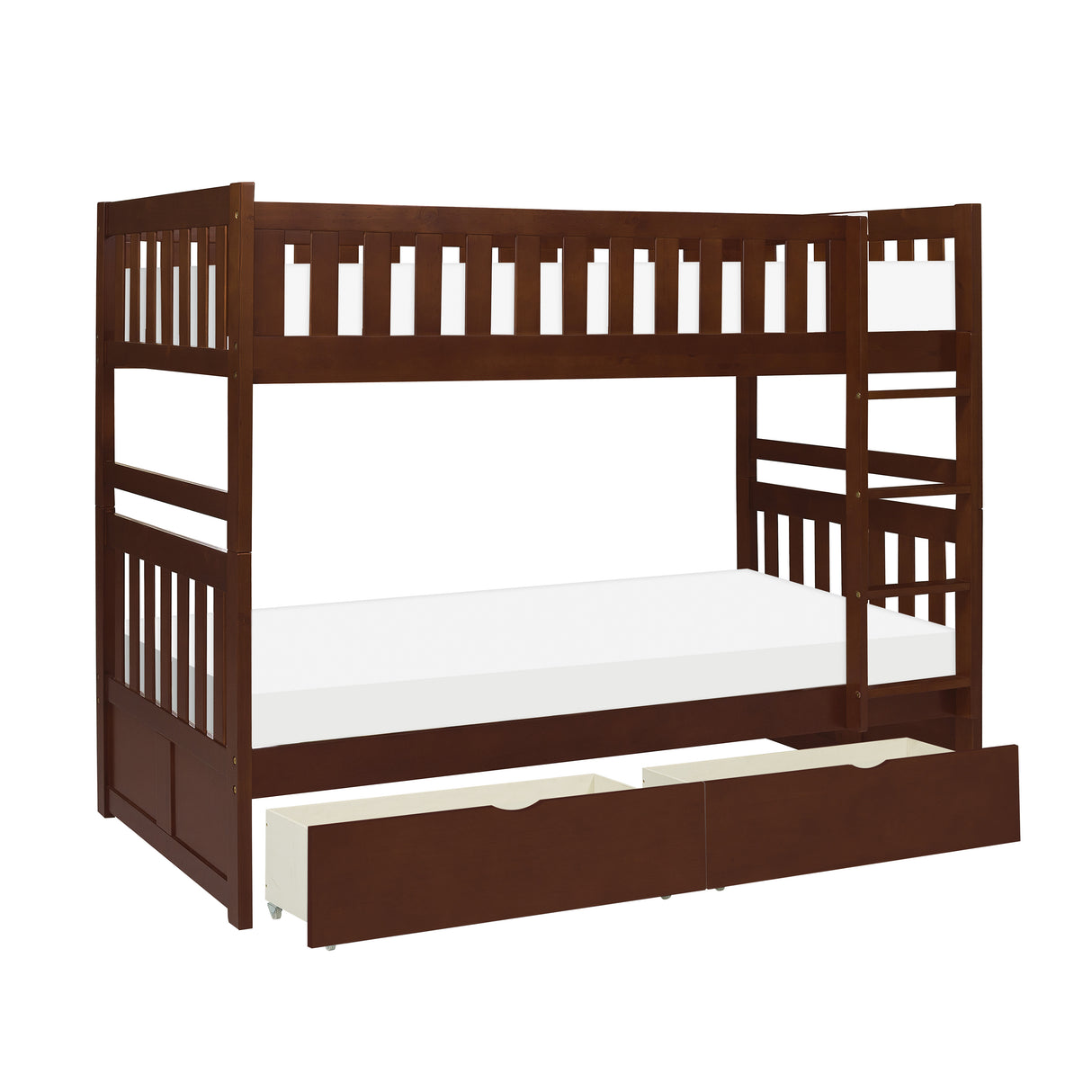 Rowe Dark Cherry Twin/Twin Bunk Bed With Storage Boxes
