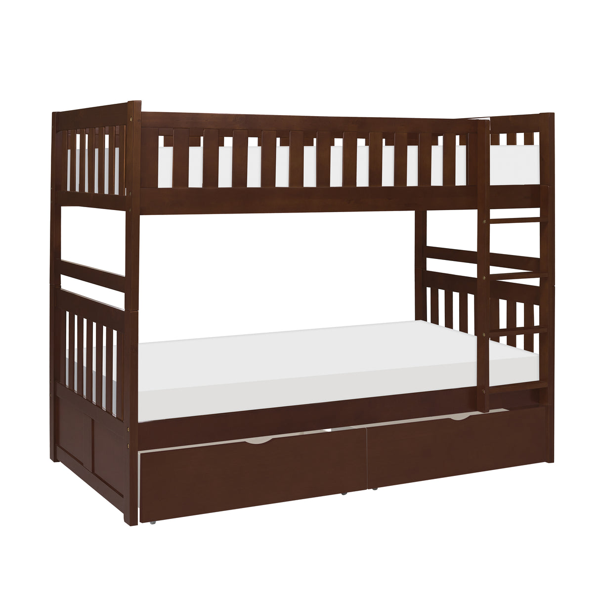 Rowe Dark Cherry Twin/Twin Bunk Bed With Storage Boxes