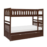 Rowe Dark Cherry Twin/Twin Bunk Bed With Storage Boxes