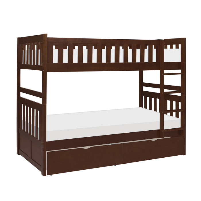 Rowe Dark Cherry Twin/Twin Bunk Bed With Storage Boxes
