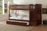 Rowe Dark Cherry Twin/Twin Step Bunk Bed With Twin Trundle