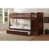 Rowe Dark Cherry Twin/Twin Step Bunk Bed With Twin Trundle