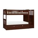 Rowe Dark Cherry Twin/Twin Step Bunk Bed With Twin Trundle
