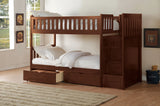 Rowe Dark Cherry Twin/Twin Step Bunk Bed With Storage Boxes