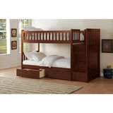 Rowe Dark Cherry Twin/Twin Step Bunk Bed With Storage Boxes