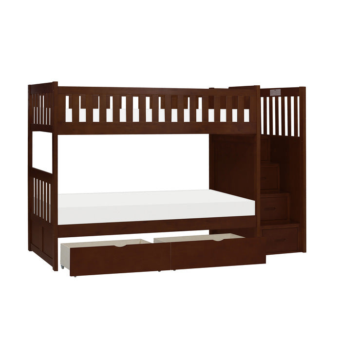 Rowe Dark Cherry Twin/Twin Step Bunk Bed With Storage Boxes