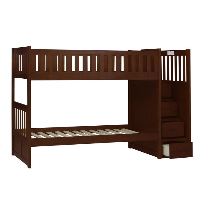 Rowe Dark Cherry Twin/Twin Step Bunk Bed