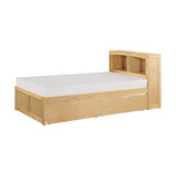 Bartly Natural Pine Twin Bookcase Bed With Storage Boxes