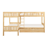 Bartly Natural Pine Corner Bunk Bed With Storage Boxes