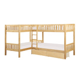 Bartly Natural Pine Corner Bunk Bed With Storage Boxes