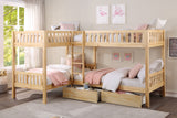 Bartly Natural Pine Corner Bunk Bed With Storage Boxes