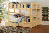 Bartly Natural Pine Full/Full Bunk Bed With Storage Boxes